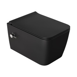 Унитаз-биде подвесной Boheme Zen 967-SET-2-B с тонкой крышкой микролифт, чёрный матовый - фото 