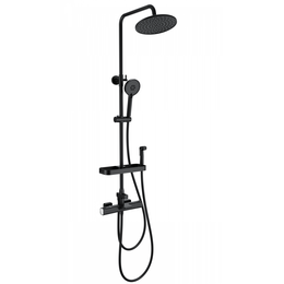 Душевая стойка с термостатом и гигиеническим душем Wonzon & Woghand Plate WW-C3017-A1-MB, чёрный матовый - фото 