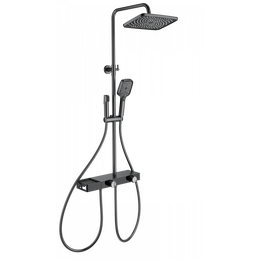 Душевая стойка с термостатом и гигиеническим душем Wonzon & Woghand Shelf WW-B4161-BGG, тёмный графит брашированный - фото 