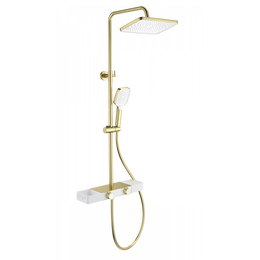 Душевая стойка с термостатом Wonzon & Woghand Shelf WW-B3552-BG, золото брашированное - фото 