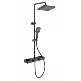 Душевая стойка с термостатом Wonzon & Woghand Shelf WW-B3552-MB, чёрный матовый - фото 