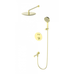 Душевая система для ванны с термостатом Wonzon & Woghand Stick WW-88929010-BG, золото брашированное - фото 