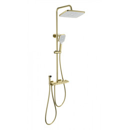 Душевая стойка с термостатом и гигиеническим душем Wonzon & Woghand Muse WW-B4132-A-BG, золото брашированное - фото 