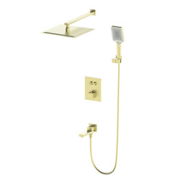 Душевая система для ванны с термостатом Wonzon & Woghand WW-88929003-BG, золото брашированное - фото 