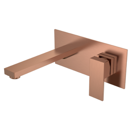 Смеситель для раковины настенный Boheme Qubic 475-CB (со скрытой частью) брашированная медь - фото 