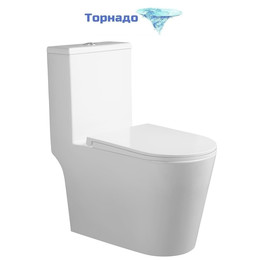 Унитаз-моноблок безободковый Grossman Classic GR-4487SQ с тонкой крышкой микролифт (система смыва Торнадо) - фото 