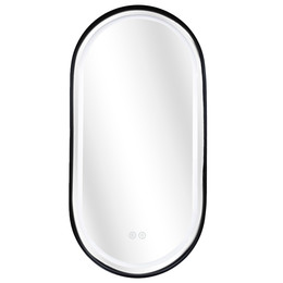 Зеркало Azario Блейк 50 см АZ-LED011125 (подсветка, подогрев и сенсорный выключатель) чёрный матовый - фото 