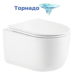 Унитаз подвесной безободковый Azario Serenata AZ-5101T-WHT с тонким быстросъемным сиденьем микролифт (Система смыва торнадо) - фото 