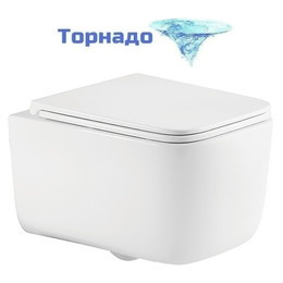 Унитаз подвесной безободковый Azario Vater AZ-5104T-WHT с тонким быстросъемным сиденьем микролифт (Система смыва торнадо) - фото 
