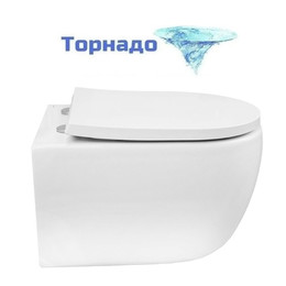Унитаз подвесной безободковый Azario Rime AZ-1683WHD с быстросъемным сиденьем микролифт (система смыва Торнадо) - фото 