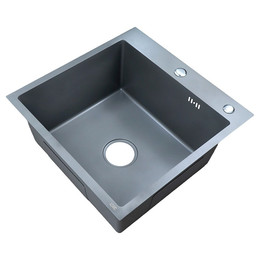 Кухонная мойка Azario Nicole AZG5050H (сифон, дозатор и коландер в комплекте) серый соты - фото 