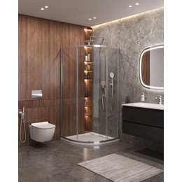 Душевое ограждение Cezares 90х90 см MOLVENO-R-1-90-C-Cr-IV, хром/прозрачное - фото 