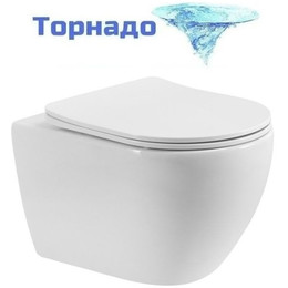 Унитаз подвесной безободковый Cezares Stylus-Tor 2.0 CZR-546-TH-TOR/SC с тонкой крышкой микролифт (система смыва Торнадо) - фото 
