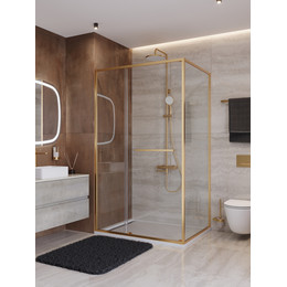 Душевое ограждение Cezares Lux 120x90 см LUX-AH-FS-11-120/90-C-BORO, брашированное золото/прозрачное - фото 