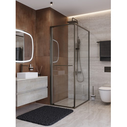 Душевое ограждение Cezares Lux 70x80 см LUX-AH-FS-1-70/80-C-GM, оружейная сталь/прозрачное - фото 