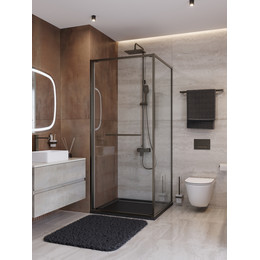 Душевое ограждение Cezares Lux 90x100 см LUX-AH-FS-1-90/100-C-GM, оружейная сталь/прозрачное - фото 