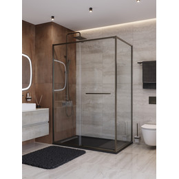 Душевое ограждение Cezares Lux 130x90 см LUX-AH-FS-11-130/90-C-GM, оружейная сталь/прозрачное - фото 