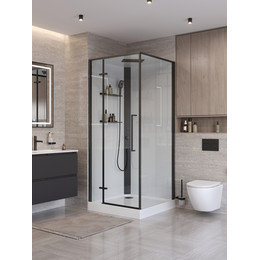 Душевое ограждение BelBagno Uno 90x90 см UNO-CAB-A-1-90-C-NERO-Bi-TOP-L, чёрный/прозрачное - фото 
