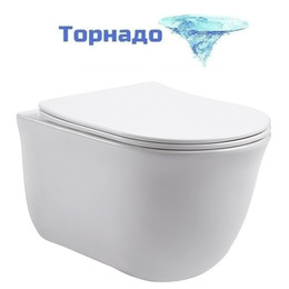 Унитаз подвесной Azario Lista AZ-1177T с тонким быстросъемным сиденьем микролифт (Система смыва Торнадо) - фото 