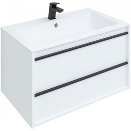 Тумба подвесная с раковиной Aquanet Lino 80 см 00253903, белый матовый - фото 