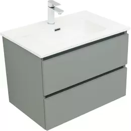 Тумба подвесная с раковиной Aquanet Вега 2.0 70 см 00337960 (раковина Aquanet Flat 70 см) мисти грин - фото 