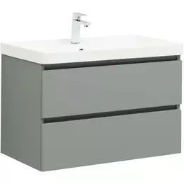 Тумба подвесная с раковиной Aquanet Вега 2.0 80 см 00337961, мисти грин - фото 