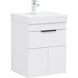 Тумба подвесная с раковиной Aquanet Ирис new 50 см 00310147, белый глянец - фото 