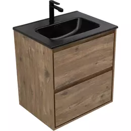 Тумба подвесная с раковиной Aquanet Милан 60 см 00336377 (раковина Aquanet Flat 60) дуб рустикальный - фото 