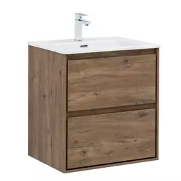 Тумба подвесная с раковиной Aquanet Милан 60 см 00336377, дуб рустикальный - фото 