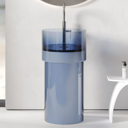 Раковина напольная прозрачная Abber Kristall 45 см AT2701Saphir, синий - фото 