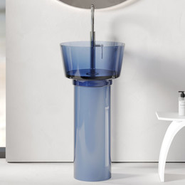 Раковина напольная прозрачная Abber Kristall 45 см AT2702Saphir, синий - фото 