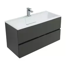 Тумба подвесная с раковиной Aquanet Алвита 100 см 00240112, серый антрацит - фото 