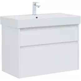 Тумба подвесная с раковиной Aquanet Nova Lite 85 см 00249936, белый глянец - фото 