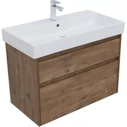 Тумба подвесная с раковиной Aquanet Nova Lite 85 см 00249954, дуб рустикальный - фото 