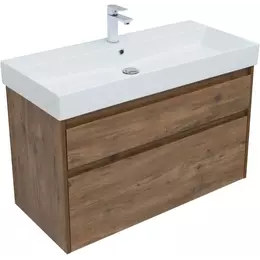 Тумба подвесная с раковиной Aquanet Nova Lite 100 см (SLIM SYNERGY) 00249957, дуб рустикальный - фото 