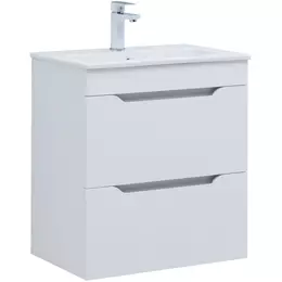 Тумба подвесная с раковиной Aquanet Практика 60 см 00330457, белый матовый - фото 