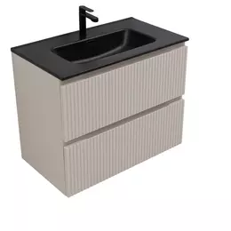 Тумба подвесная с раковиной Aquanet Джейн (Flat) 80 см 00343977 (раковина Aquanet Flat 80) бежевый - фото 