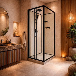 Душевая кабина Loranto 100х100 см CS-3010TM/W-100L, чёрный/прозрачное - фото 
