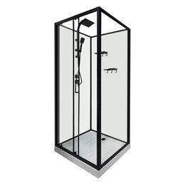 Душевая кабина Loranto 100х100 см CS-3010TM/W-100L, чёрный/прозрачное - фото 