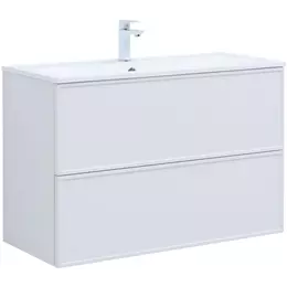 Тумба подвесная с раковиной Aquanet Арт 100 см 00313257, белый матовый - фото 