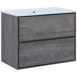 Тумба подвесная с раковиной Aquanet Милан 85 см 00339969, дуб рошелье - фото 