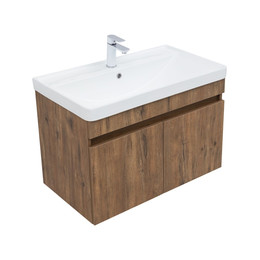 Тумба подвесная с раковиной Aquanet Оптима 80 см 00344797, дуб рустикальный - фото 