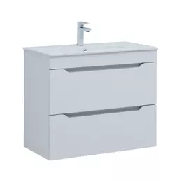 Тумба подвесная с раковиной Aquanet Практика 80 см 00347965, белый глянец - фото 