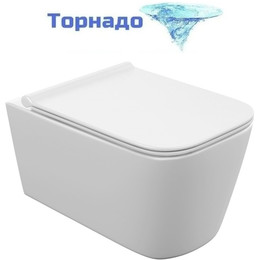 Унитаз подвесной безободковый Cersanit Crea Vortex DPL EO Slim A68916 с тонкой крышкой микролифт (система смыва Торнадо) - фото 