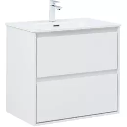 Тумба подвесная с раковиной Aquanet Милан 70 см 00336368, белый глянец - фото 