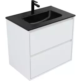 Тумба подвесная с раковиной Aquanet Милан 70 см 00336368 (раковина Aquanet Flat 70 см) белый глянец - фото 