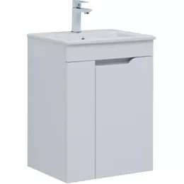 Тумба подвесная с раковиной Aquanet Практика 50 см 00330451, белый матовый - фото 