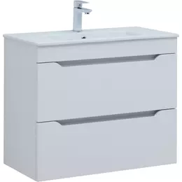 Тумба подвесная с раковиной Aquanet Практика 80 см 00330459, белый матовый - фото 