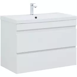 Тумба подвесная с раковиной Aquanet Нота New 90 см 00335419, белый глянец - фото 