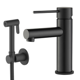 Смеситель для раковины с лейкой для биде Timo Saona 2360/03G, чёрный матовый - фото 